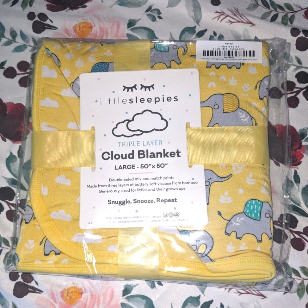 Little Sleepies Yellow Elephant Cloud Blanket NEW NIB NWT
